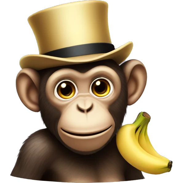 Monkey with a top hat winking eating a banana  emoji
