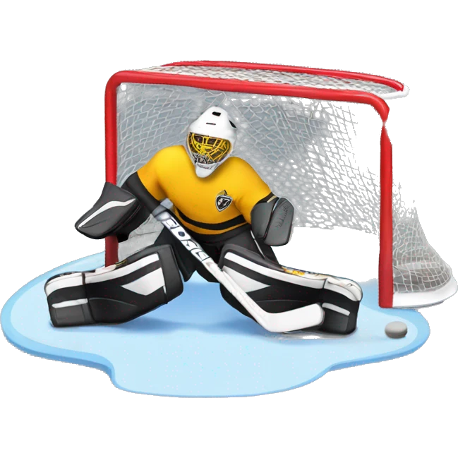 hockey goali making a stacked pad save emoji
