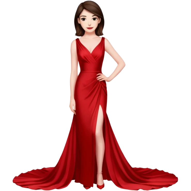 Anne Hathaway in red dress, red carpet emoji