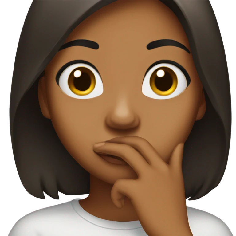 Brownskin black haired girl covering her mouth emoji