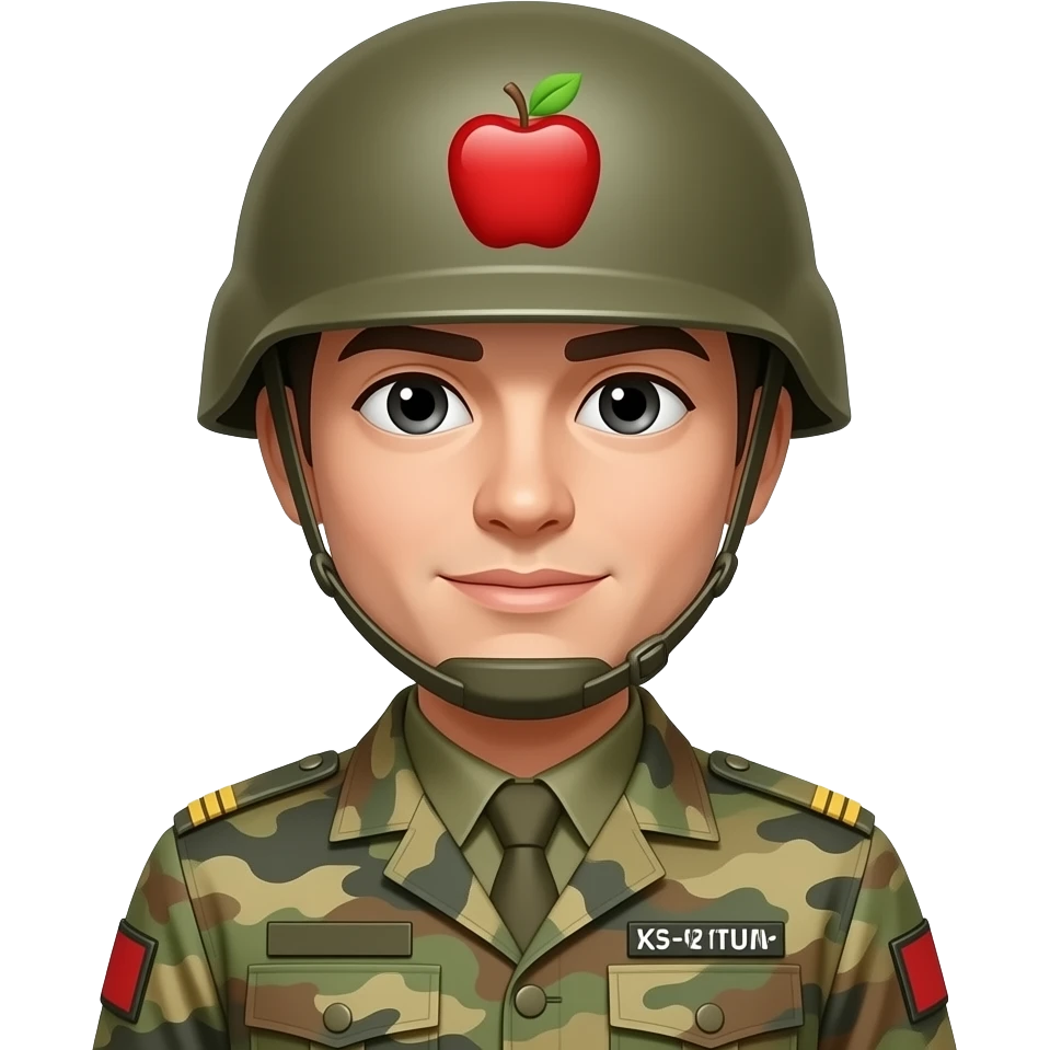 soldier apple emoji helmet and uniform same color emoji