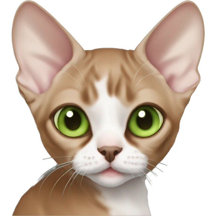 Fat Brown Devon Rex with green eyes  emoji