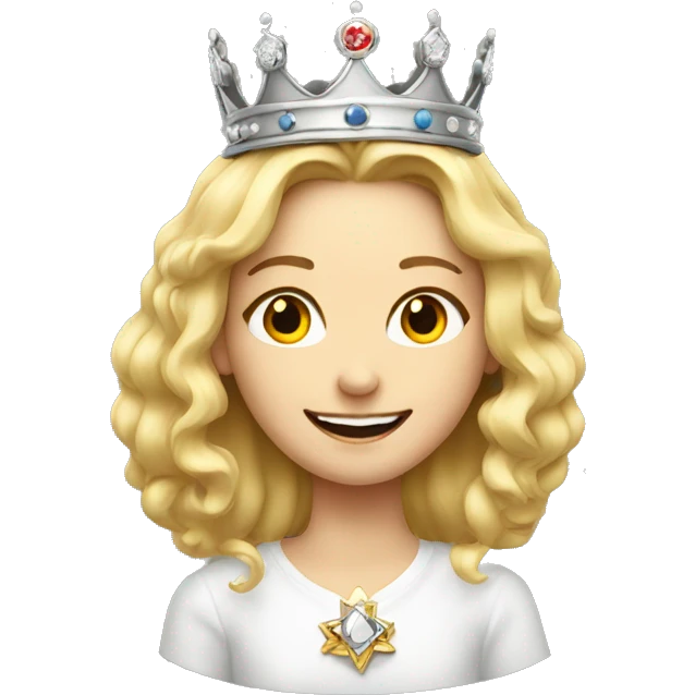 blonde girl smiling portrait with king’s crown  emoji
