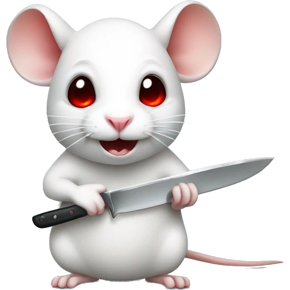 Cute white rat with red eyes holding a knife  emoji