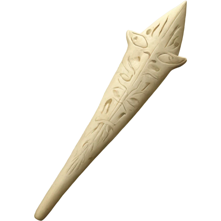 Long Ivory spear engraved with animals emoji