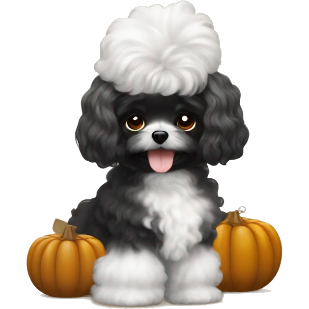 Long haired Black woman with a white maltipoo wishing a happy Thanksgiving  emoji