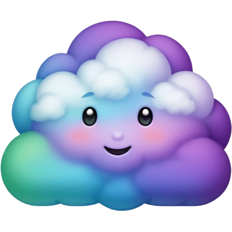 purple and green and blue gradient fluffy cloud emoji