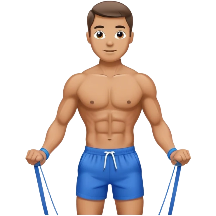 fit man with blue shorts resistance bands exercises emoji
