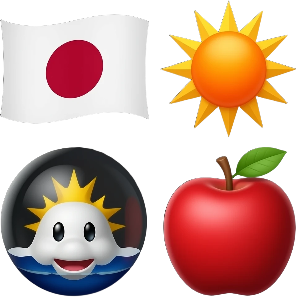 japan flag apple emoji but black background and red sun emoji