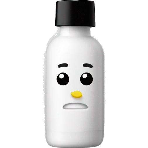 tiny facial exfoliant bottle with label emoji