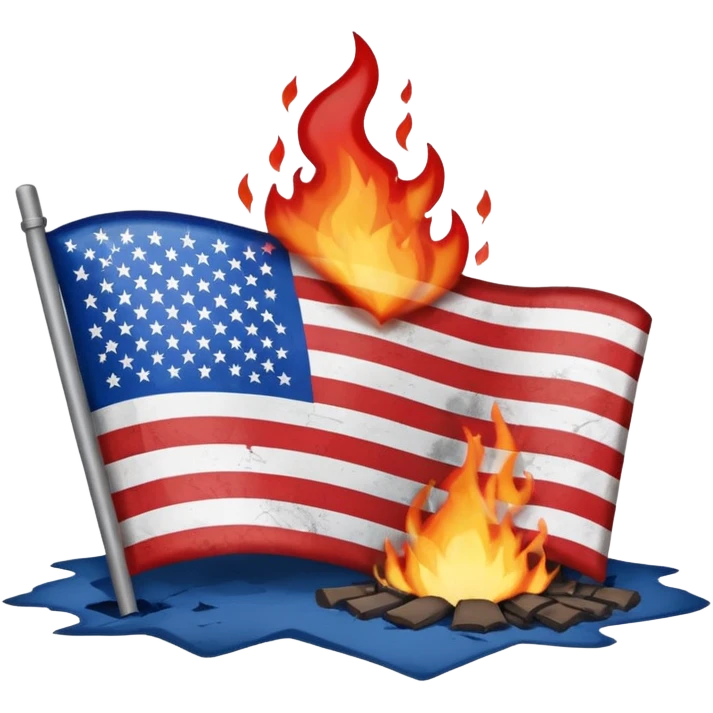 Burning american flag on floor emoji