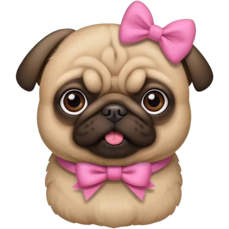 Pug fofo com láço rosa emoji