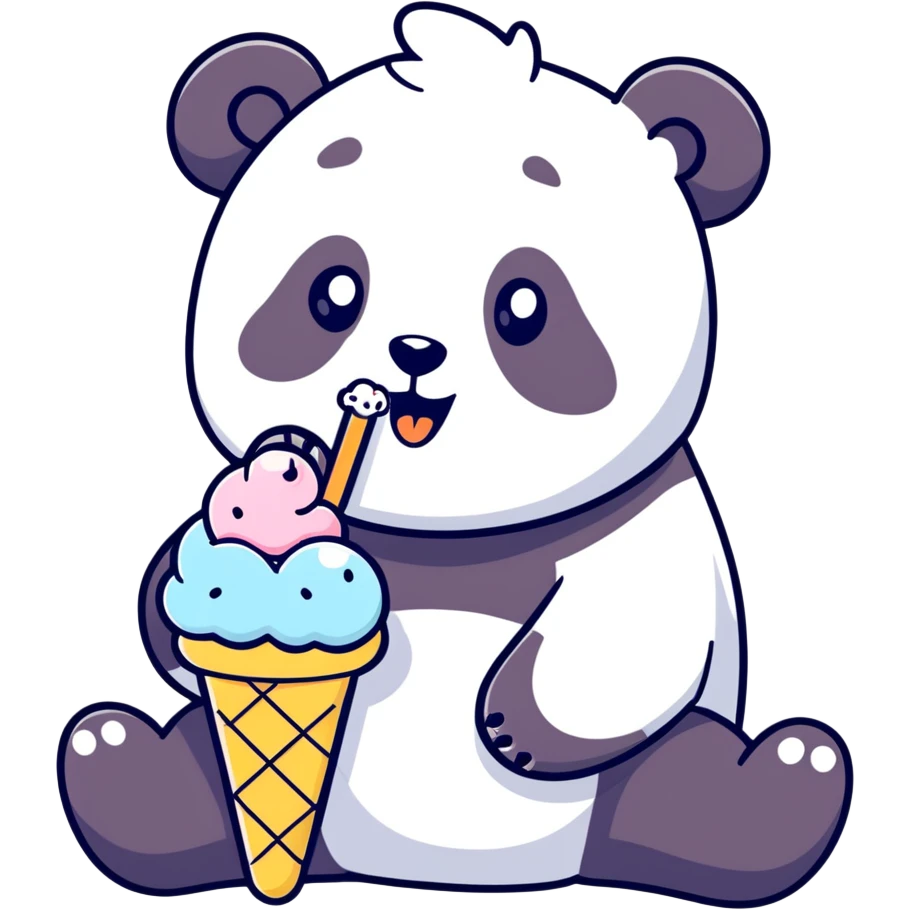 Panda eating ice cream emoji