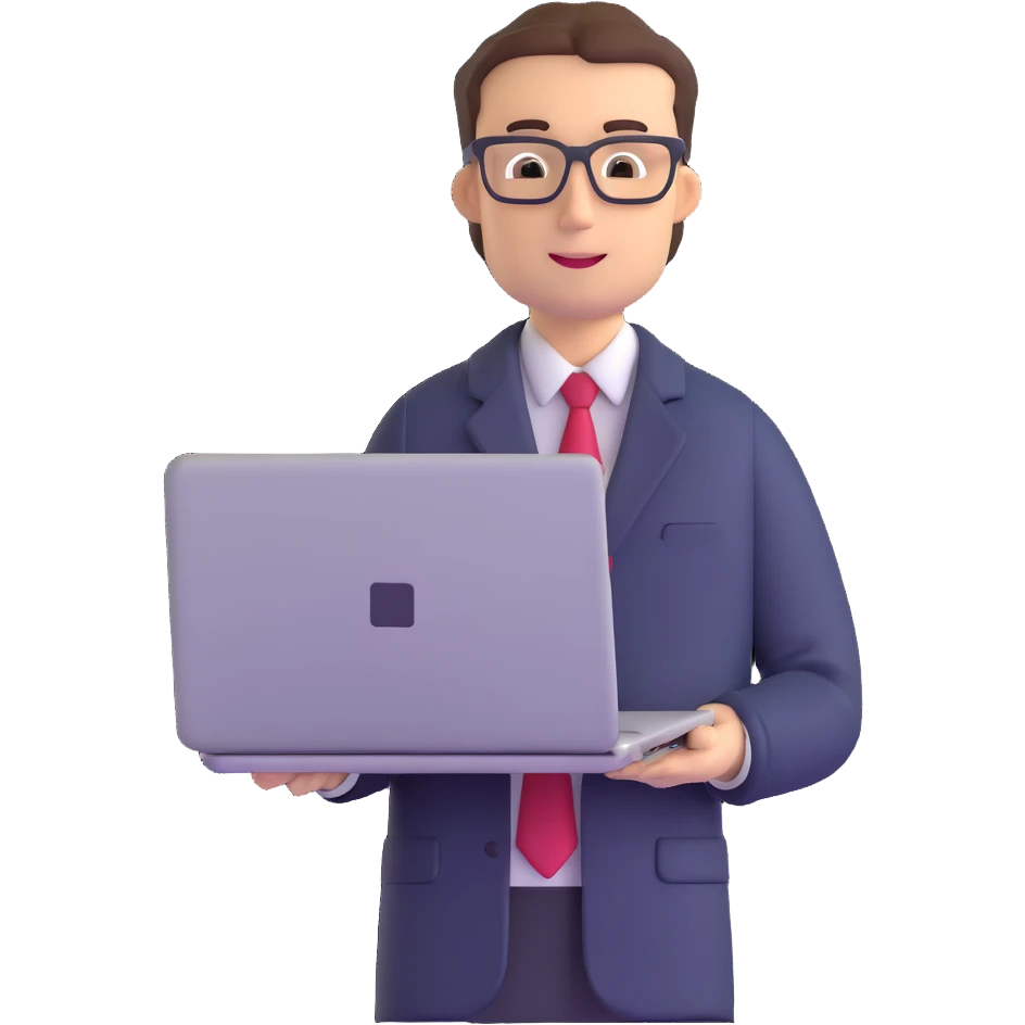 male teacher holding a laptop, teaching online emoji