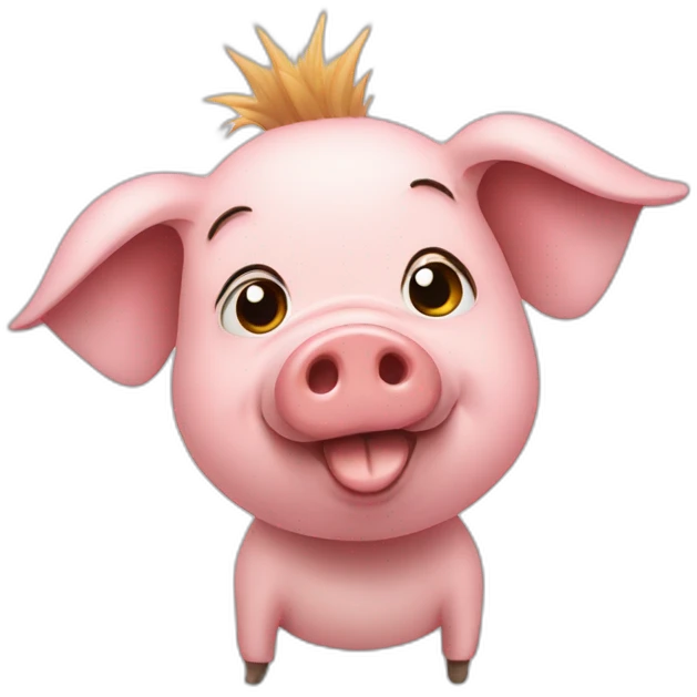 Pig with air style Mohawk  emoji
