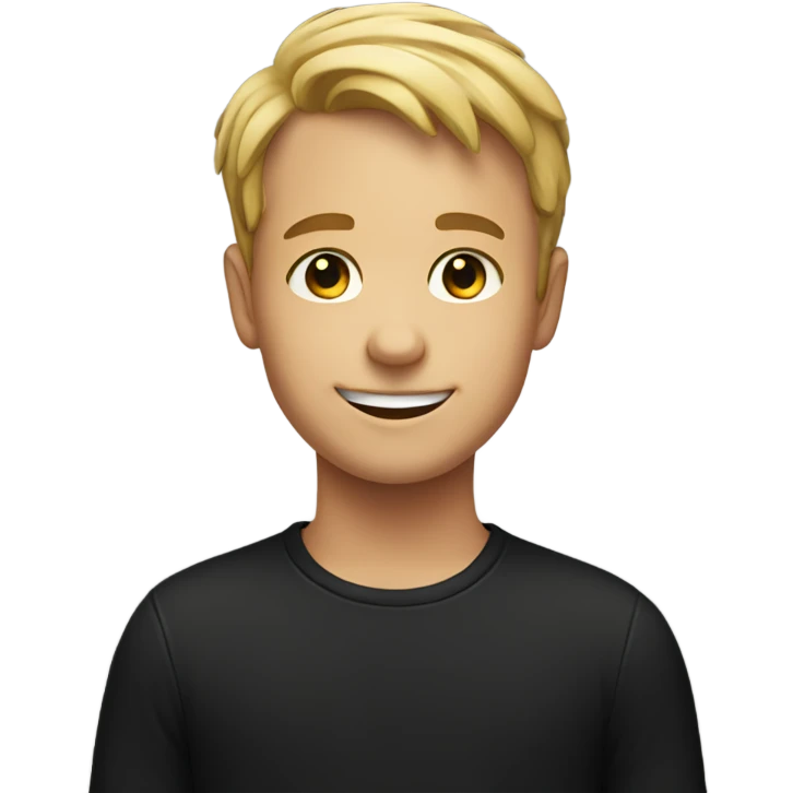 smiling boy in black shirt emoji
