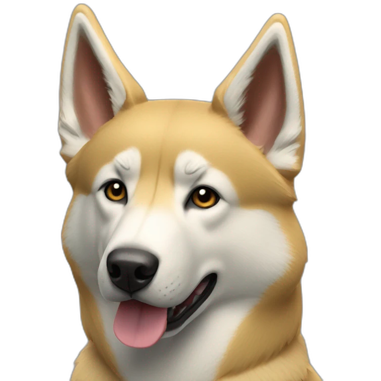husky, belgian shepherd malignoise, golden fur, 3/4 view emoji