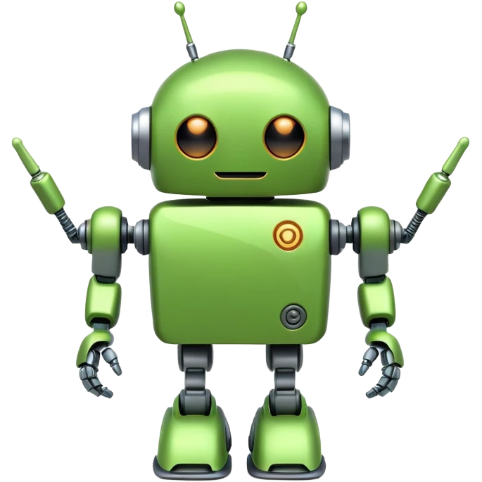 Friendly green android robot with antennas emoji