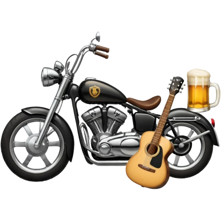 We're creating a quiz for a New Year's Eve team. The idea is that people have to guess which emoji belongs to which person from three emojis. Now it's up to you to make one whole emoji from the following three emojis.  🏍🎸🍻 emoji