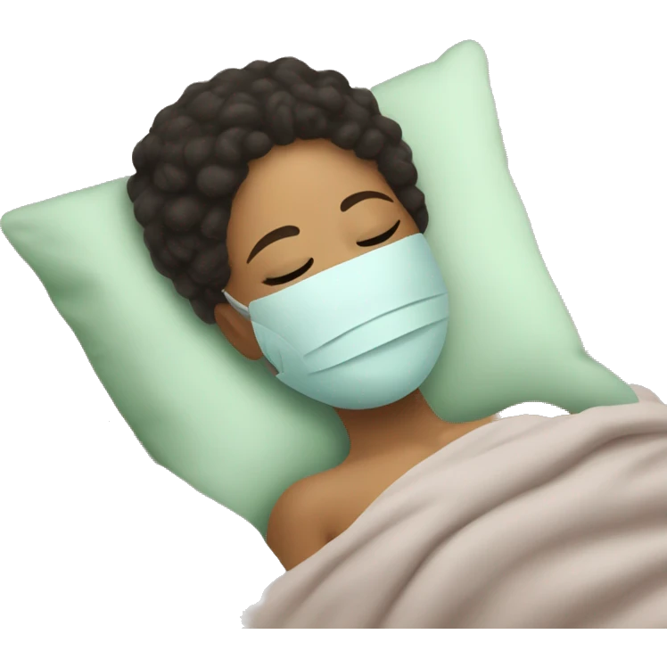 Mixed girl with face mask and spa day stuff laying in a pillow asleep emoji