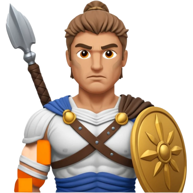 crea a un guerrero griego estoico, muy musculoso 3d, realista emoji