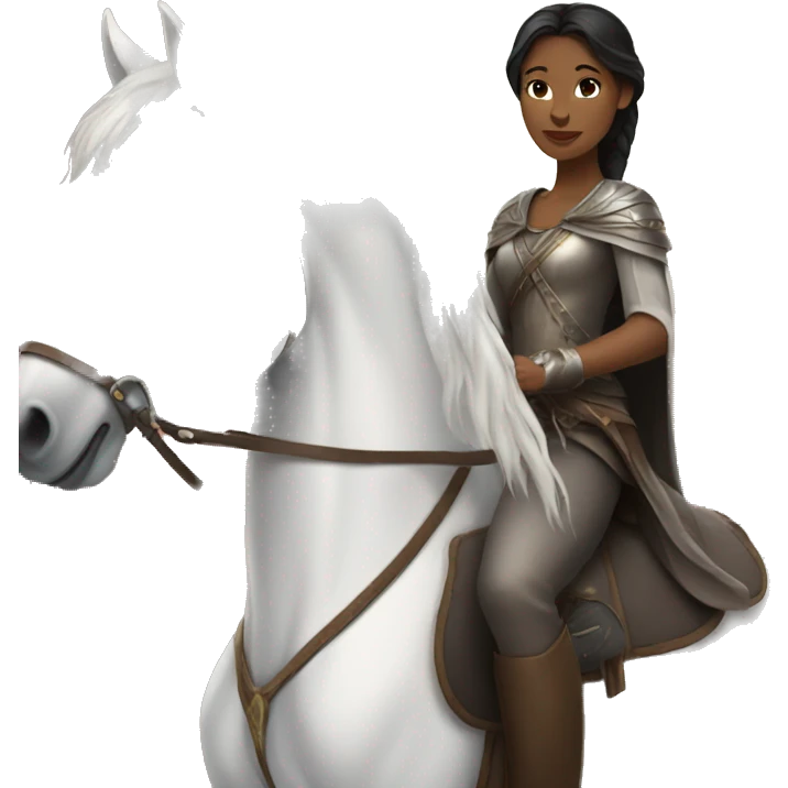 Dark haired princess riding a white horse emoji
