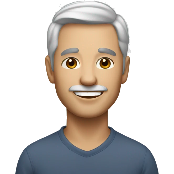 Now ad an older man with light skin, short dark brown hair, a smiling face without a beard. emoji