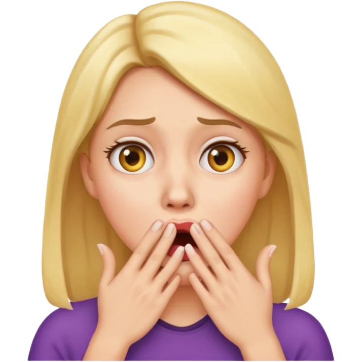 scared woman with her hand on mouth, emoji style, even more details emoji
