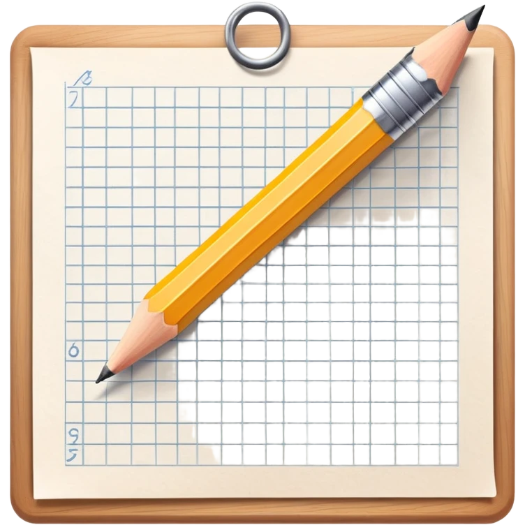 A pencil is placed over a sheet of paper grid, representing the sketching  emoji