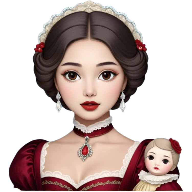 porcelain doll skin, fine details, olivia culpo as milady de winter, jinyoung shin art, refined nose, scarlet, dim light, by Maude Kaufman Eggemeyer, great digital art with details, by Scott Samuel Summers, ad image, ori and the blind, stunningly realistic emoji