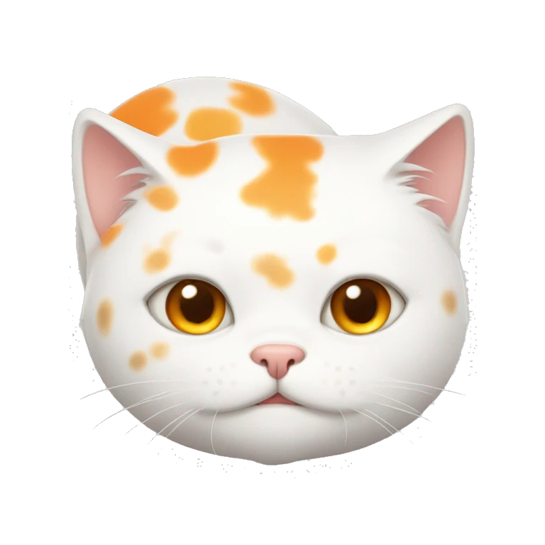 white cat with orange spots, fat emoji