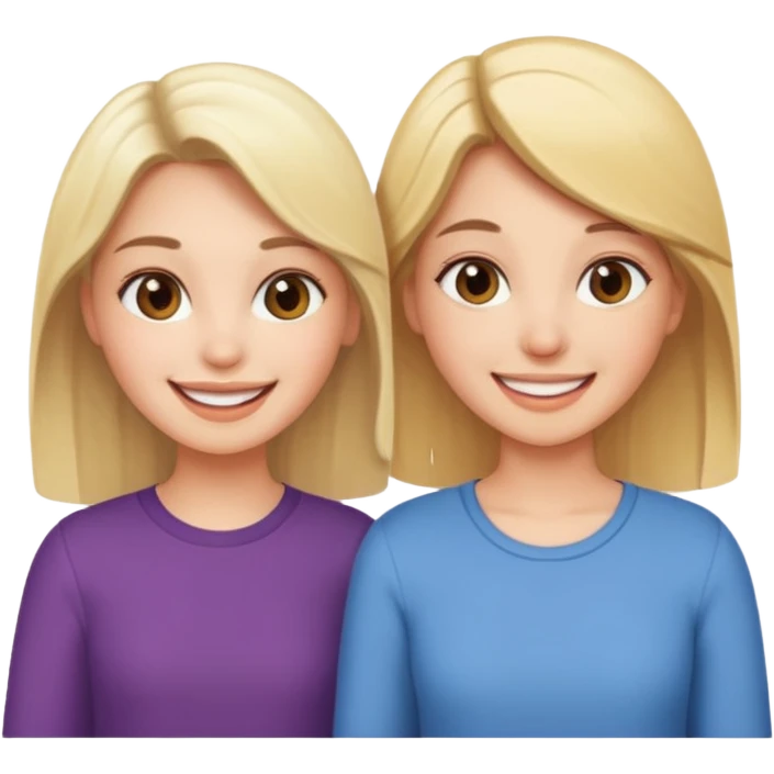 a brunette girl and a blonde girl smiling friends emoji