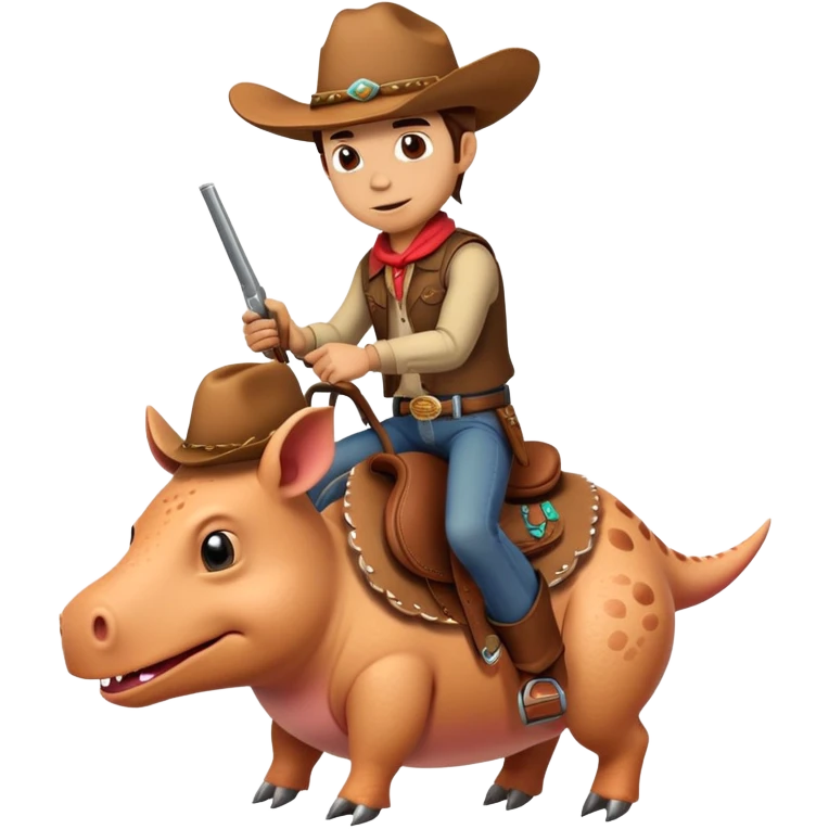 dinosaur cowboy riding a mexican pig  emoji