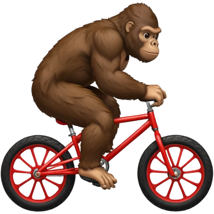 Gorilla wheeling a red BMX bike emoji