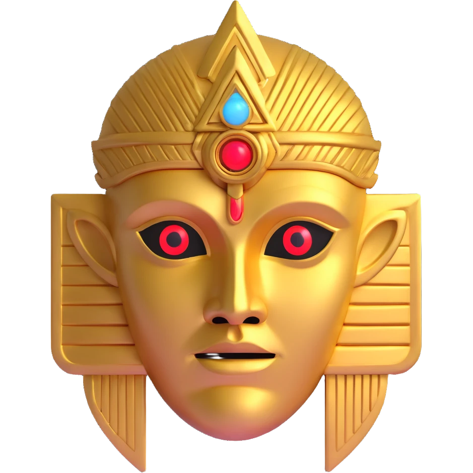 golden Anunnaki mask with glowing eyes emoji