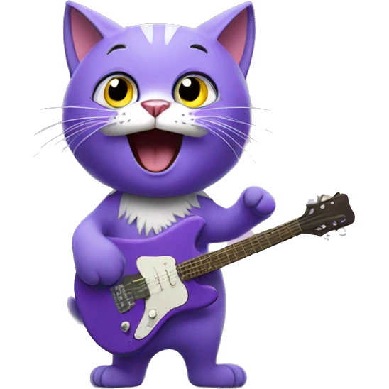 purple cat singing, cat in costume emoji