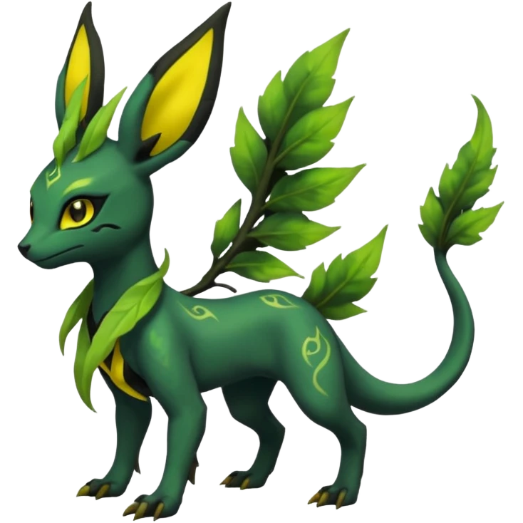 Dark Edgy Salandit-Leafeon-Umbreon-Fakémon-hybrid-creature (full body)  emoji