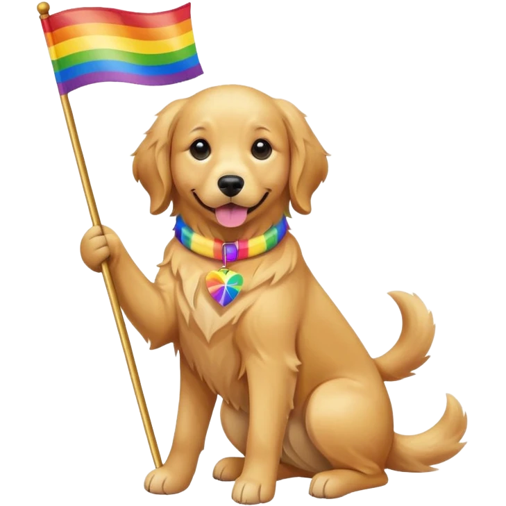 dog holding a pride flag emoji
