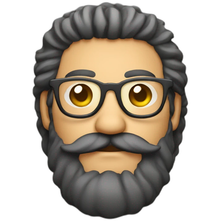 Hombre semicalvo con barba y bigote y gafas emoji