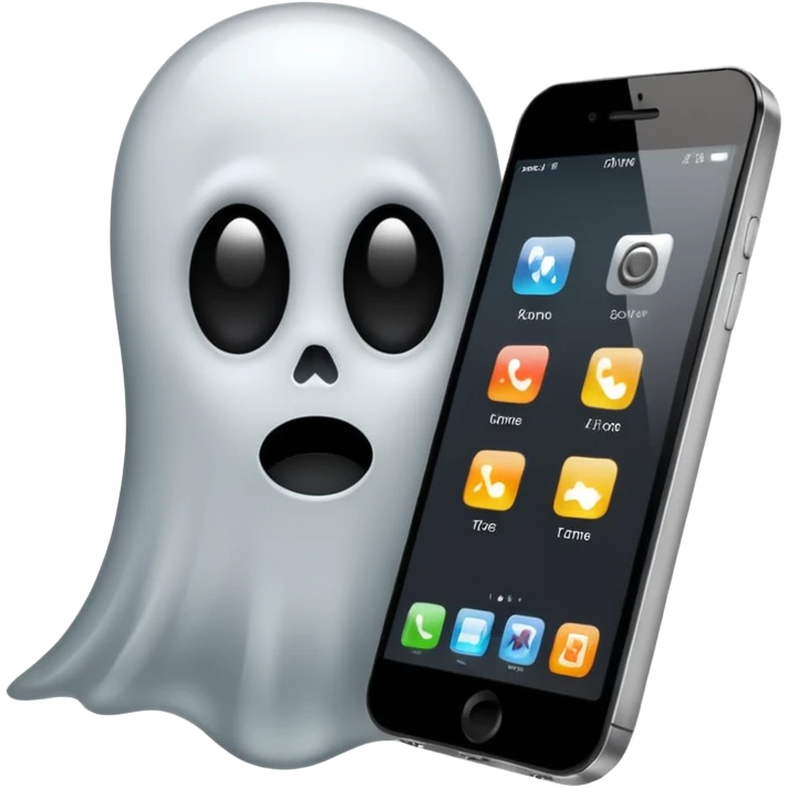 ghost emoji with a phone beside emoji