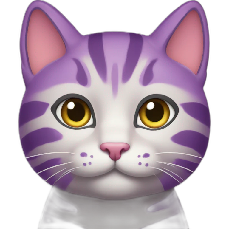 Purple cat with pink tabby stripes emoji