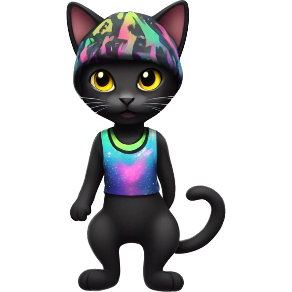 Black cat in rave wear emoji