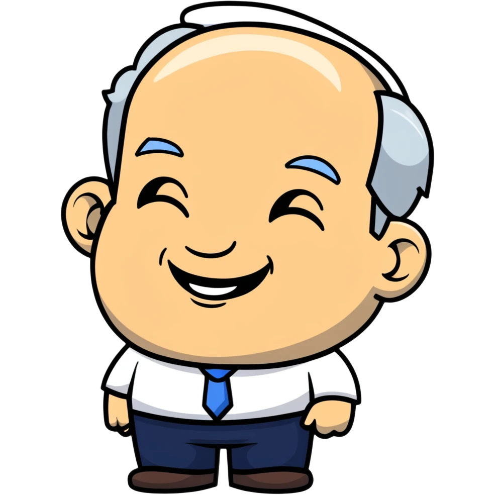 Benjamin Netanyahu shaking his head and laughing emoji