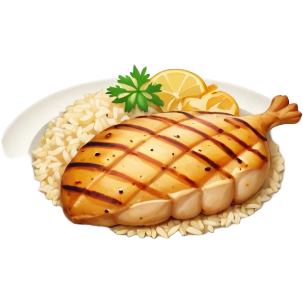 Grilled Breast and rice in a plate emoji