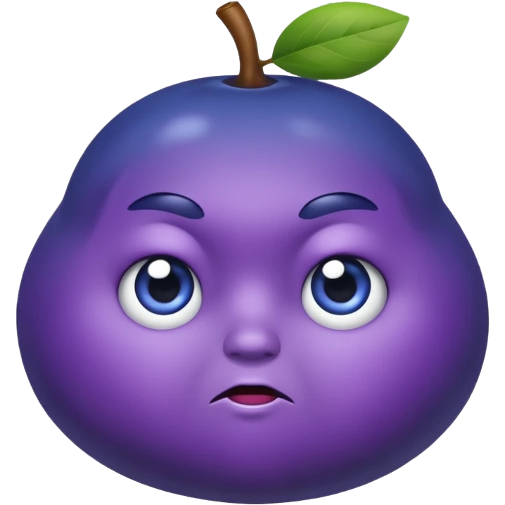 blueberry with a serious expression emoji