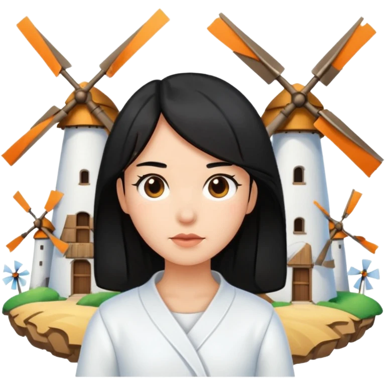 Black Hair People with  Windmills emoji