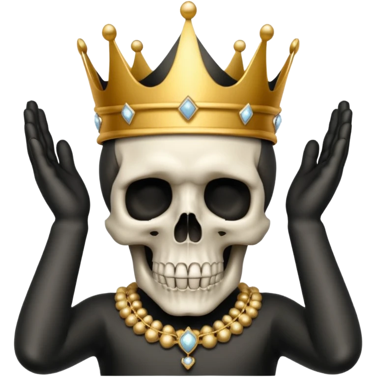Skull with hands on head and a crown and no diamonds emoji
