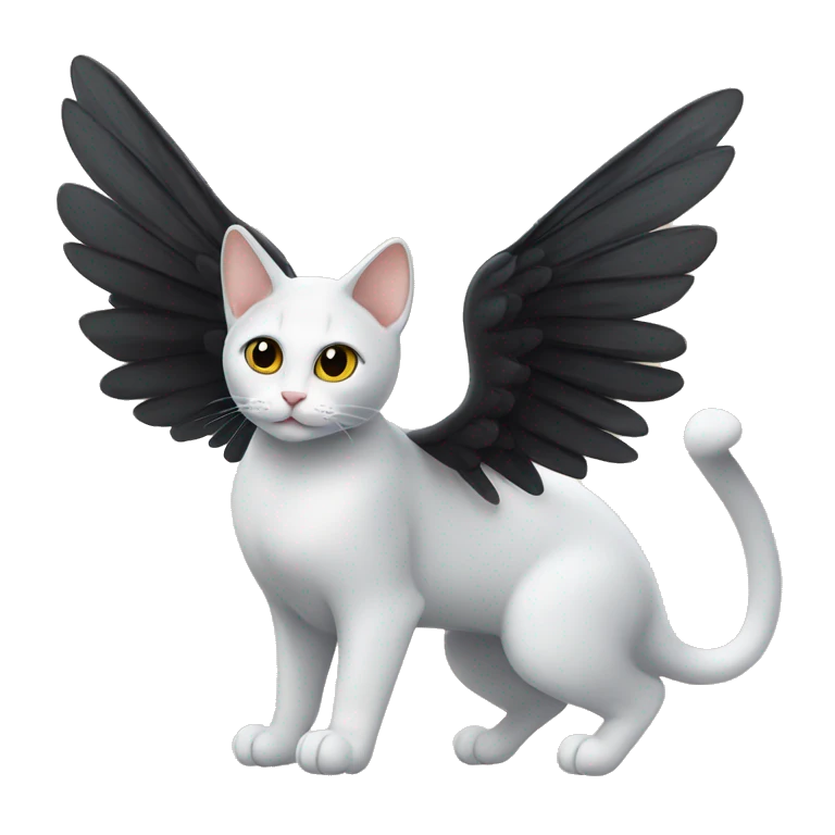 two cats one white the other black with wings emoji