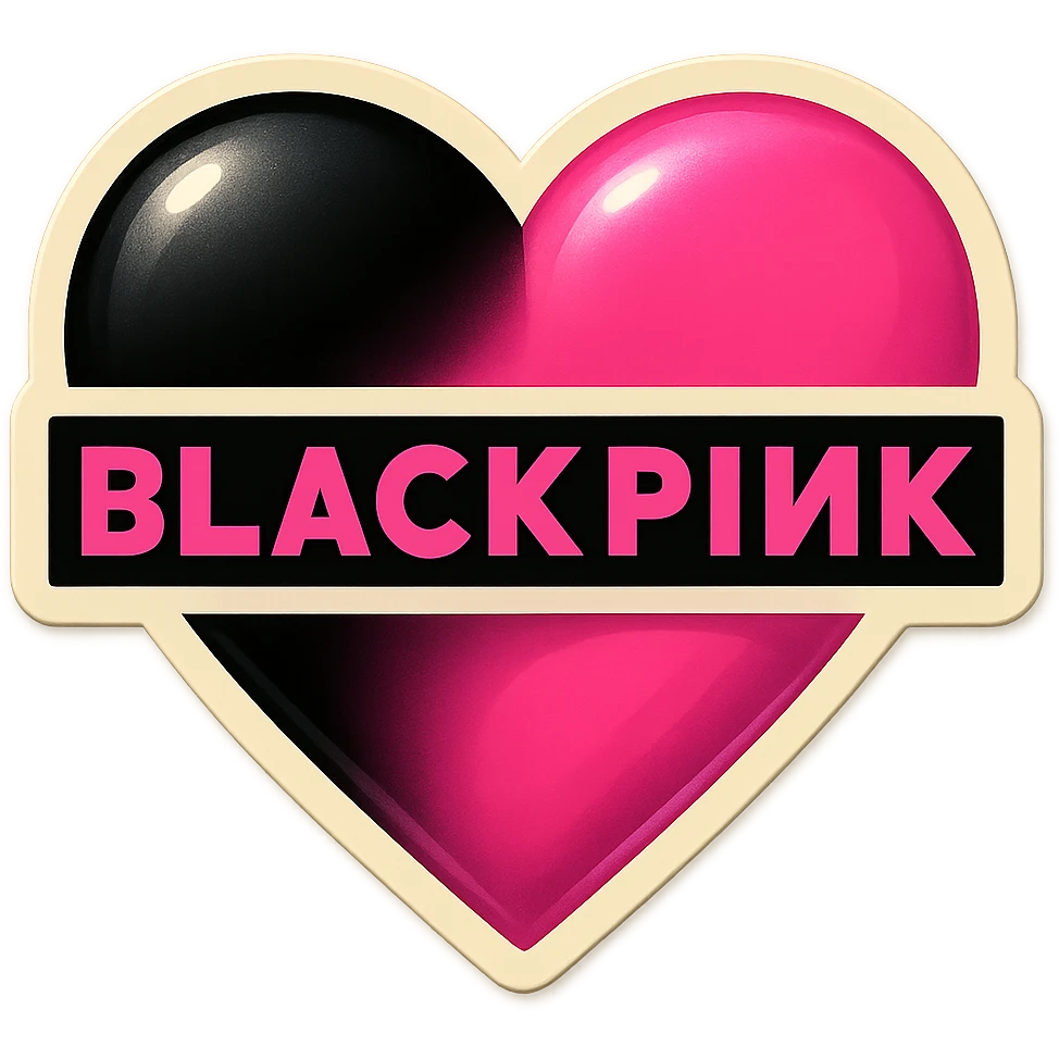 BLACKPINK-inspired object, black and pink colors, nostalgic and playful sticker look, Retro Stickers style emoji