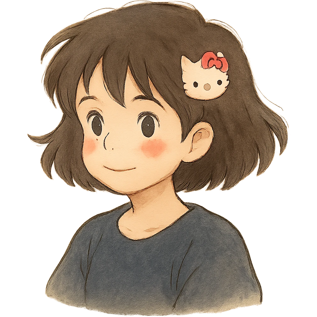 Hello Kitty hair pin, soft shading, gentle colors, whimsical look emoji